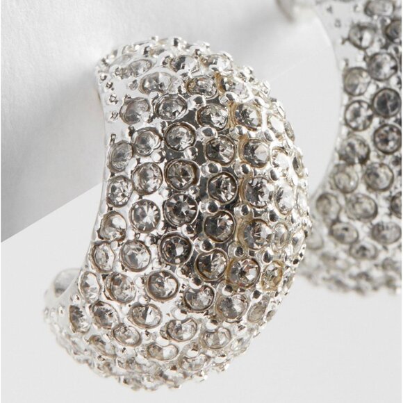 TORRID Silver Pave Dome Earrings NEW - Picture 2 of 2